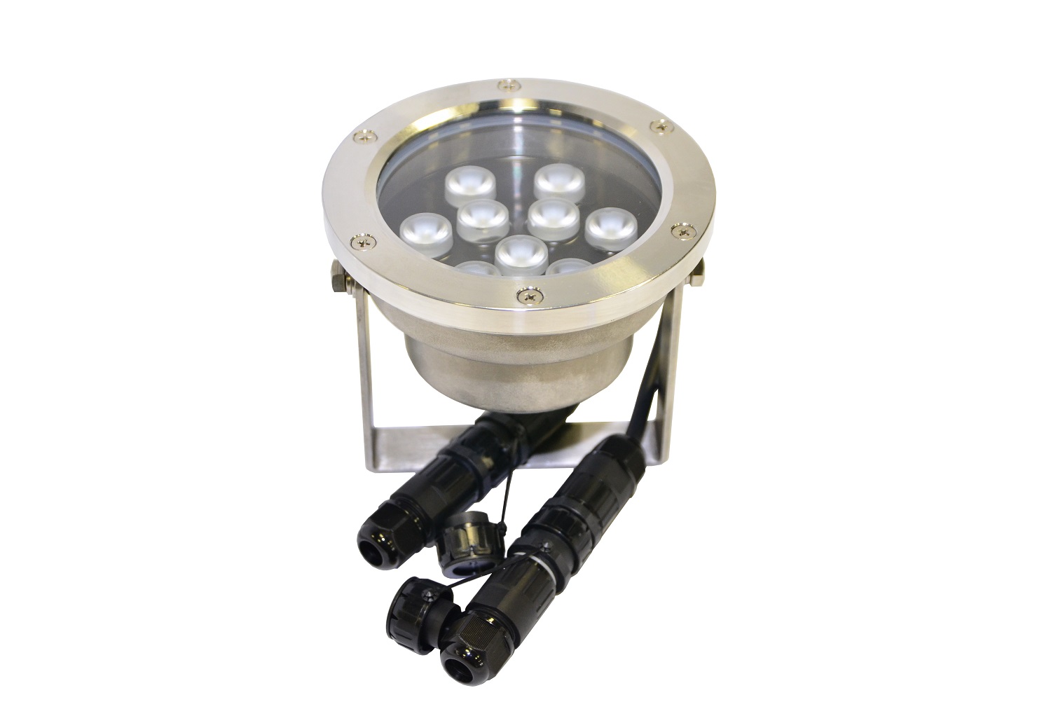 Подводный светодиодный прожектор (LED) 9 диодов, 45°, 12V.DC, теплый белый